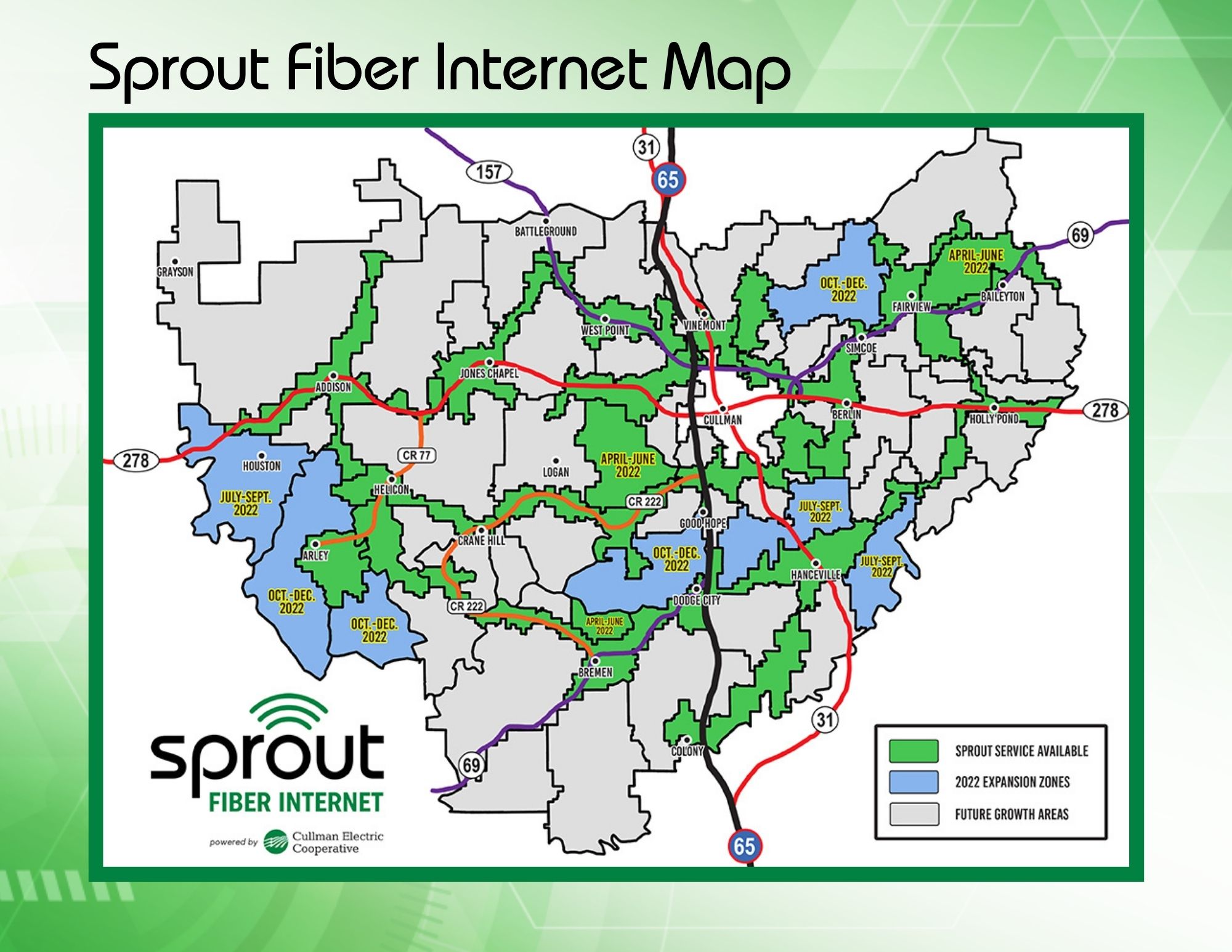 Sprout Fiber map coverage with labels